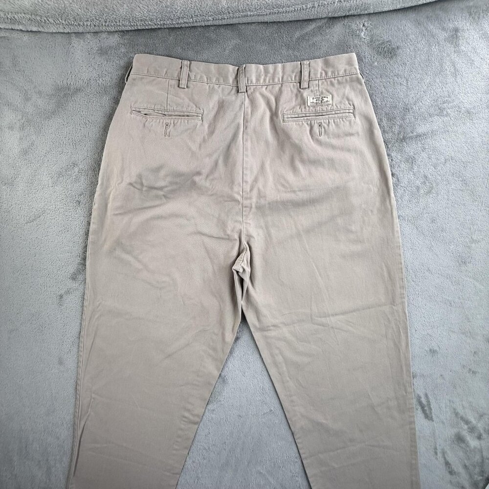 Vintage Polo Ralph Lauren Chino Pants Mens 35x33 Khaki Tan Andrew Pant Pleated - Picture 8 of 16
